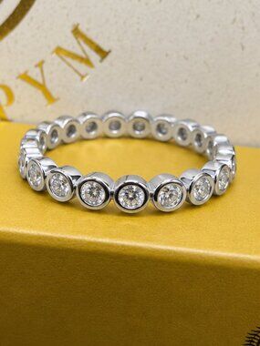Silver Eternity Band Ring CZ Stackable Minimalist Style Size 5